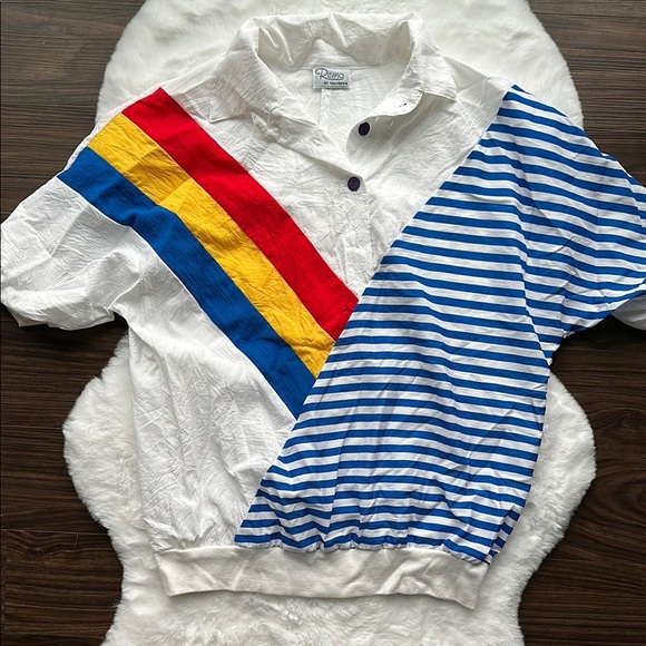 Vintage Remo of California Summer Short Sleeve Top Nautical Cape Cod - Picture 1 of 6